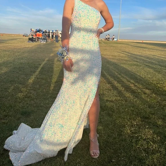 open lace back dress Sherri Hill Fit and Flare Corset Prom Dress 57012